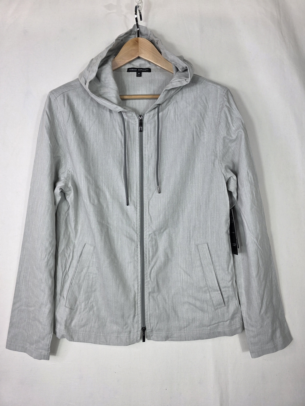 Robert Barakett Trento Classic Lightweight Light Gray Hooded Full Zip Jacket